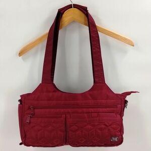 LUG streetcar shoulder bag mulberry color double strap zip top multi pockets